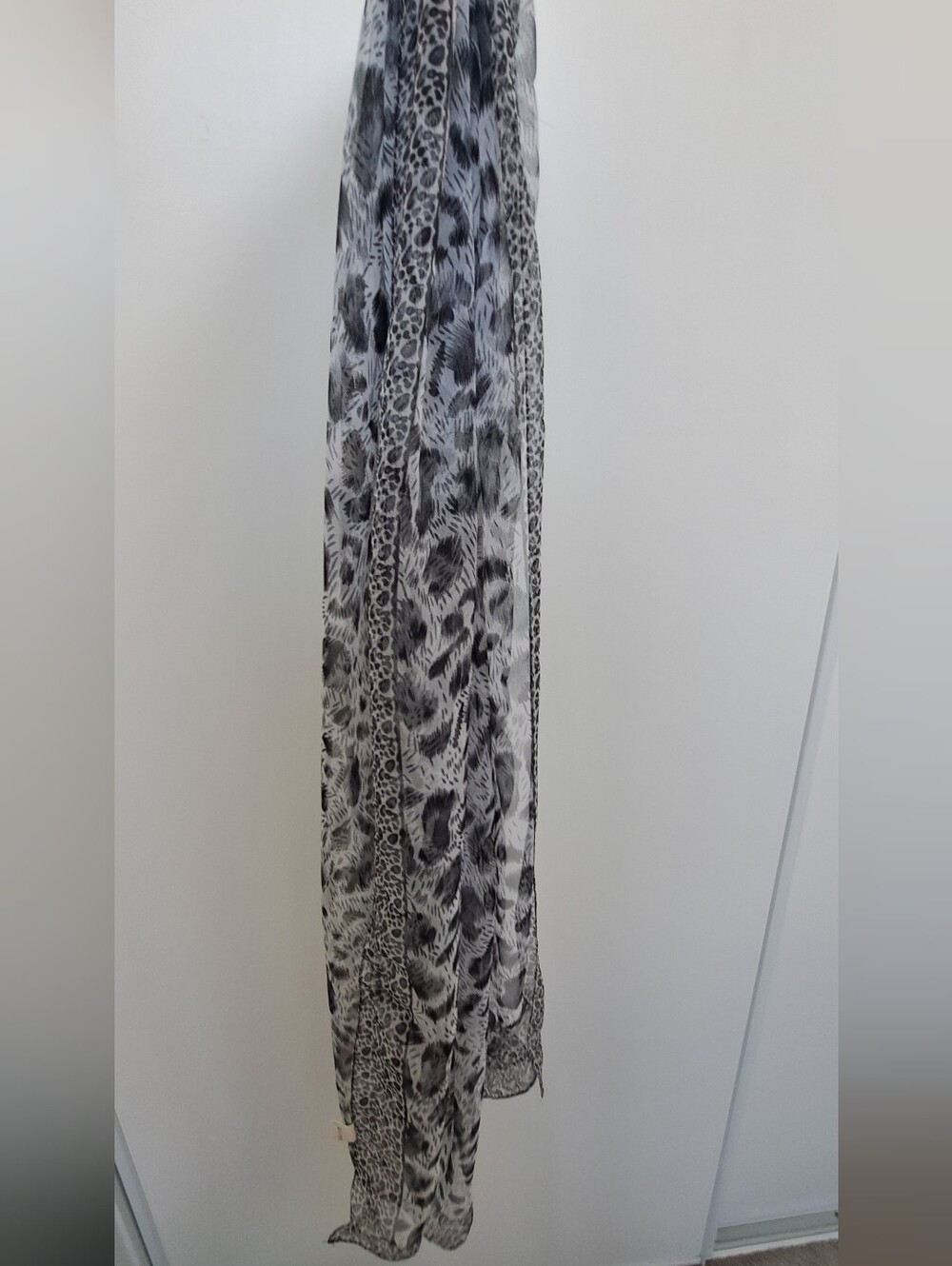 Black and White Leopard Print Scarf